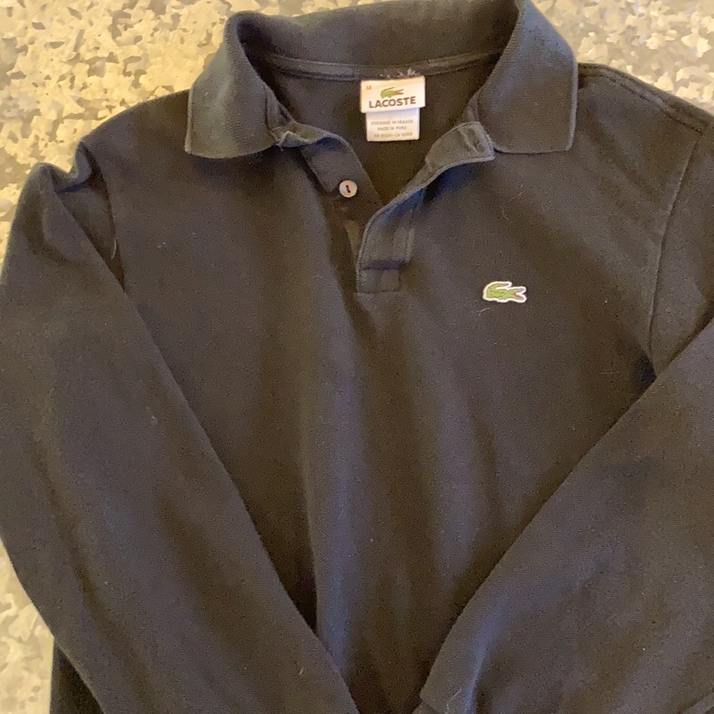 Black Lacoste long sleeve collared T